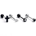 BodyCandy Black Clear Gem Snake Cross Barbell Tongue Ring Set of 4 — main product shot