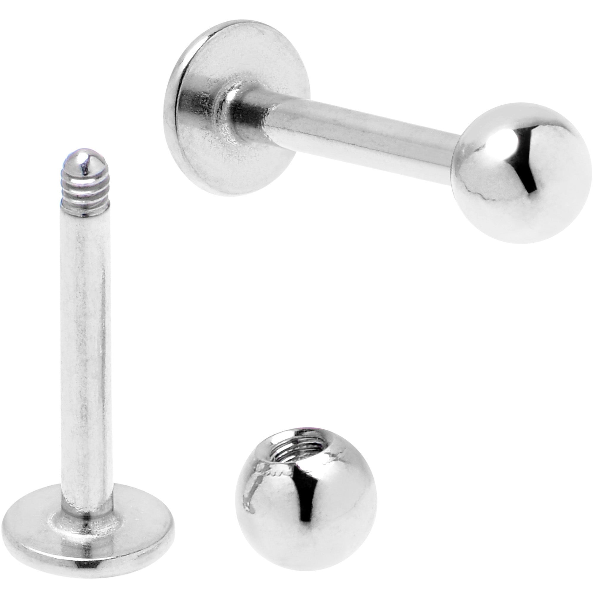 BodyCandy 16G 5/16 Clear Gem Gold Tone Flower Butterfly Labret Set of 4 — detail close-up