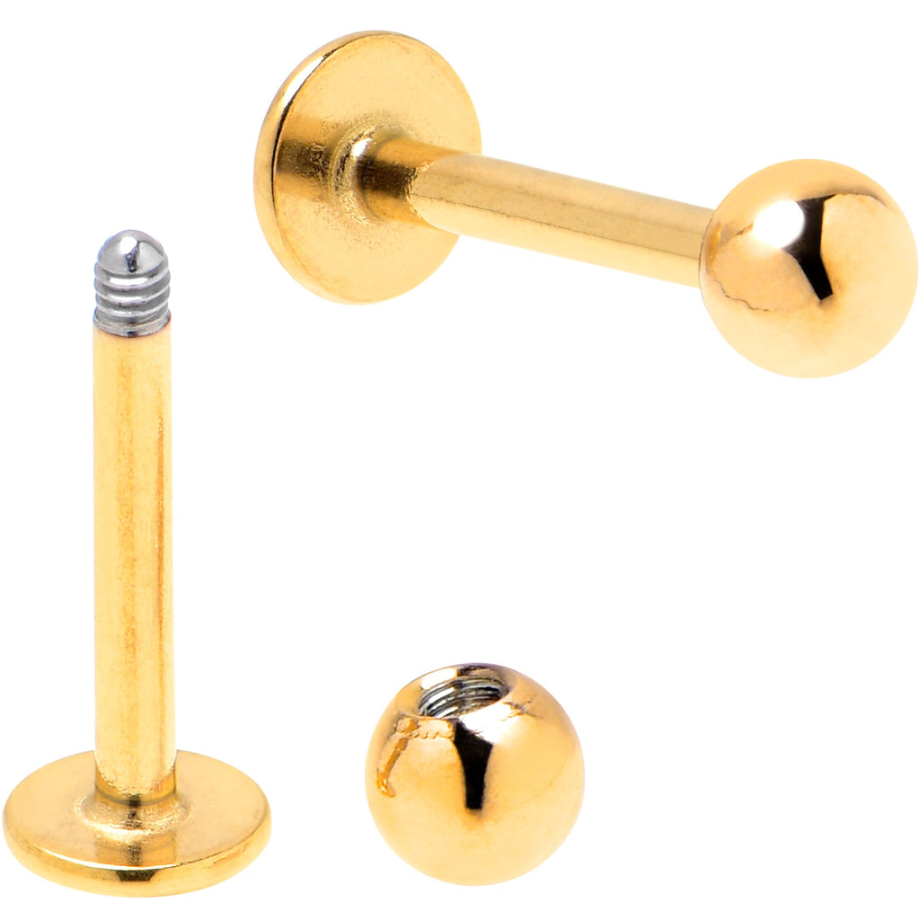BodyCandy 16G 5/16 Clear Gem Gold Tone Flower Butterfly Labret Set of 4 — back view