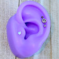 BodyCandy 16G 5/16 Clear Gem Peace Sign White Heart Labret Tragus Set of 4 — main product shot