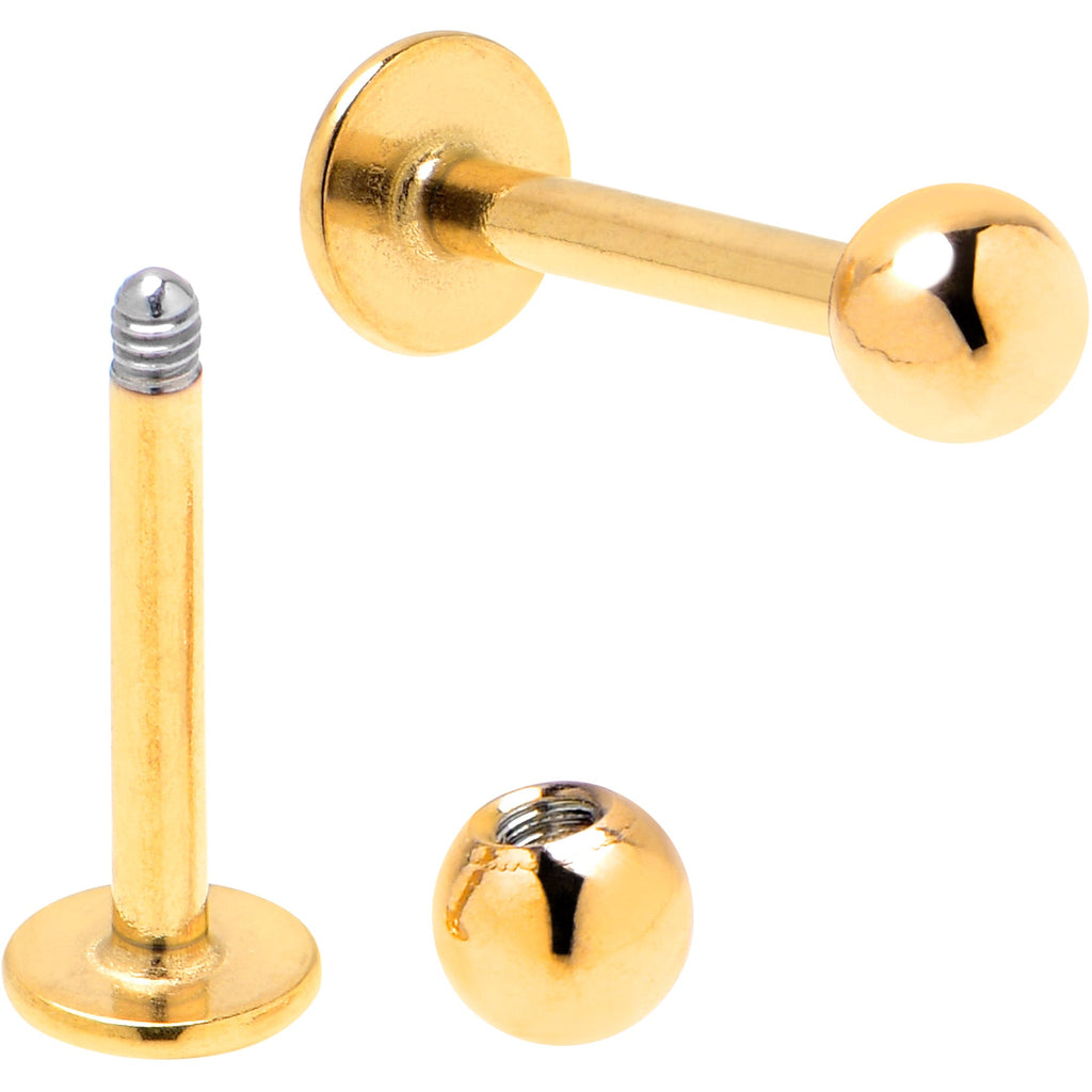 BodyCandy 16G 5/16 Clear Gem Gold Tone Bee Honeycomb Black Labret Set of 4 — back view