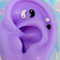 BodyCandy 16G 5/16 Black Yin Yang White Labret Monroe Tragus Curation Set of 4 — main product shot