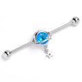BodyCandy 14G Blue Clear Gem Starry Saturn Industrial Barbell 38mm — main product shot
