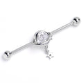 BodyCandy 14G Clear Gem Starry Saturn Dangle Industrial Barbell 38mm — main product shot