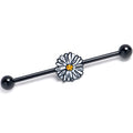 BodyCandy 14G Black Pretty Daisy Flower Industrial Barbell 38mm — main product shot
