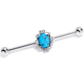 BodyCandy 14G Blue Turquoise Stone Filigree Square Industrial Barbell 38mm — main product shot
