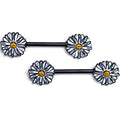 BodyCandy 14G 9/16 Black Pretty Daisy Flower Barbell Nipple Ring Set — main product shot