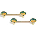 BodyCandy 14G 9/16 Clear CZ Gem Gold Tone Glamour Fan Barbell Nipple Ring Set — main product shot