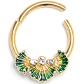 BodyCandy 16G 3/8 Clear CZ Gem Gold Tone Glamour Fan Hinged Segment Ring — main product shot