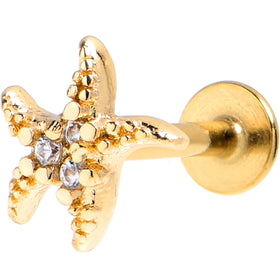 16G 5/16 Clear Gem Gold Tone Lush Starfish Labret Monroe Tragus
