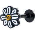 BodyCandy 16G 5/16 Black Pretty Daisy Flower Labret Monroe Tragus — main product shot