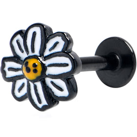 16G 5/16 Black Pretty Daisy Flower Labret Monroe Tragus