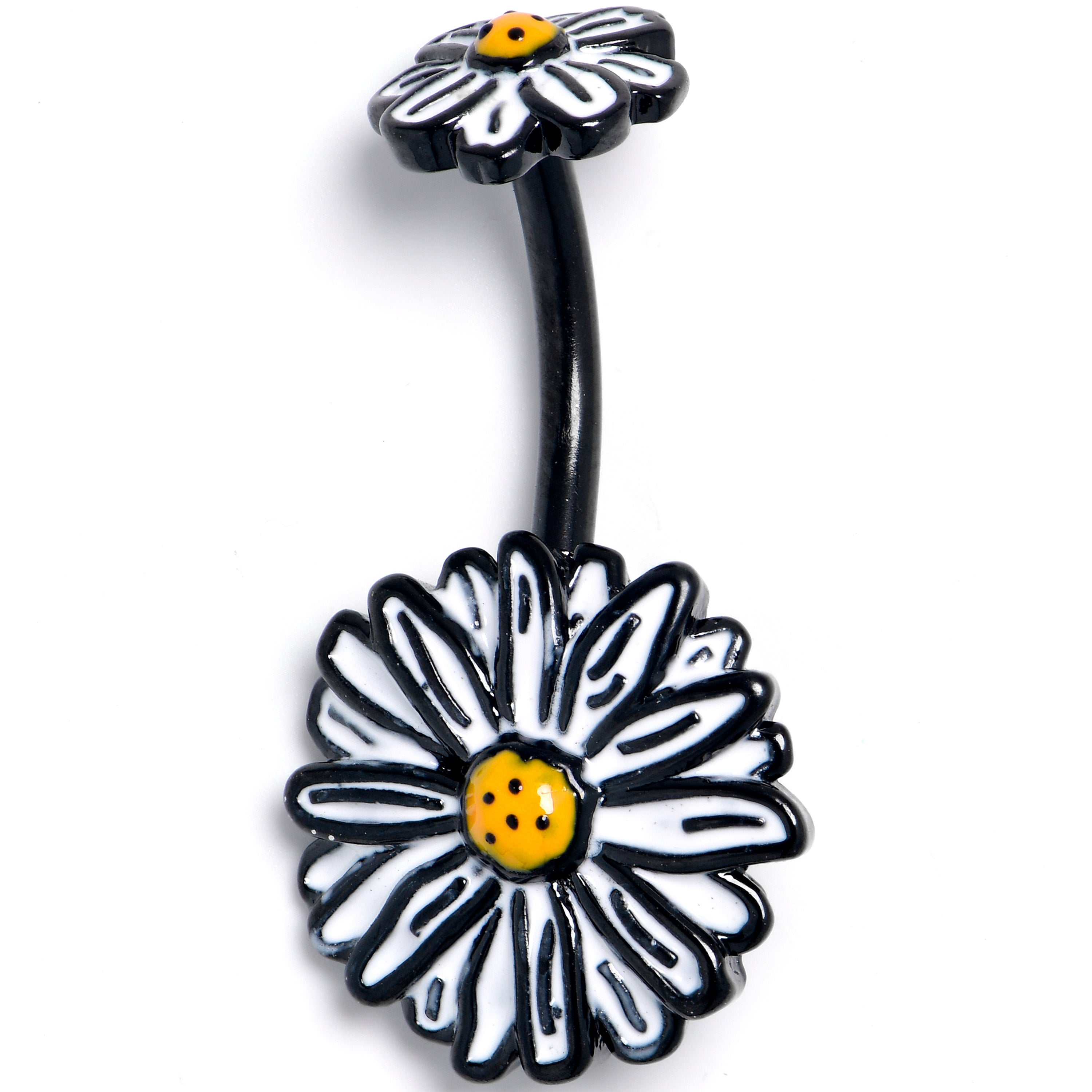 BodyCandy Black Pretty Daisy Flower Double Mount Belly Ring — main product shot