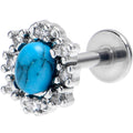BodyCandy 16G 1/4 Blue Turquoise Stone Filigree Square Labret Tragus — main product shot