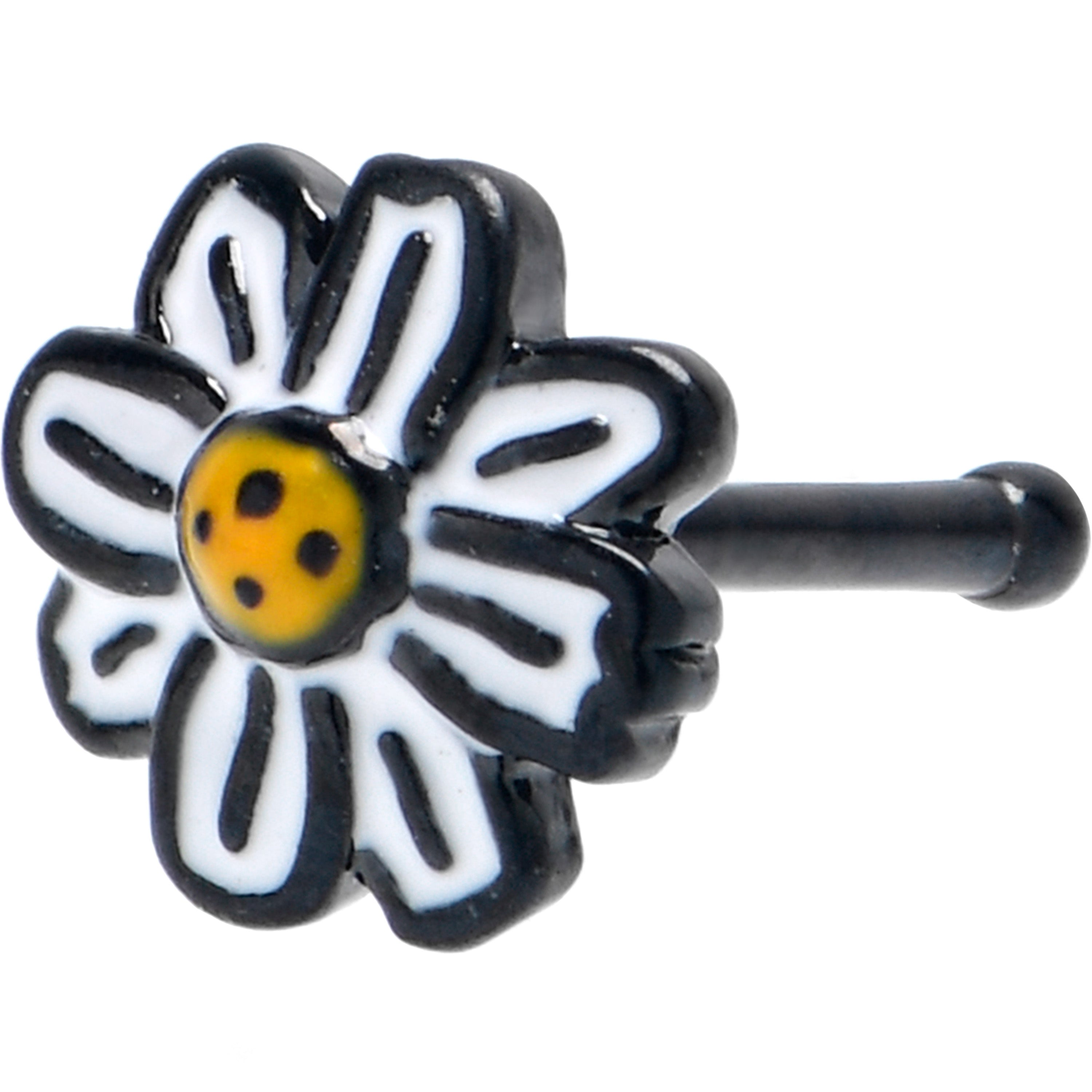 BodyCandy 20G 1/4 Black Pretty Daisy Flower Nose Bone — main product shot