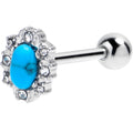 BodyCandy Blue Turquoise Stone Filigree Square Barbell Tongue Ring — main product shot