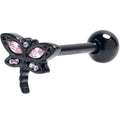 BodyCandy Clear Pink CZ Gem Black Gothic Dragonfly Barbell Tongue Ring — main product shot