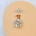 BodyCandy Clear Gem Filigree Flower Fantasy Double Mount Belly Ring — main product shot