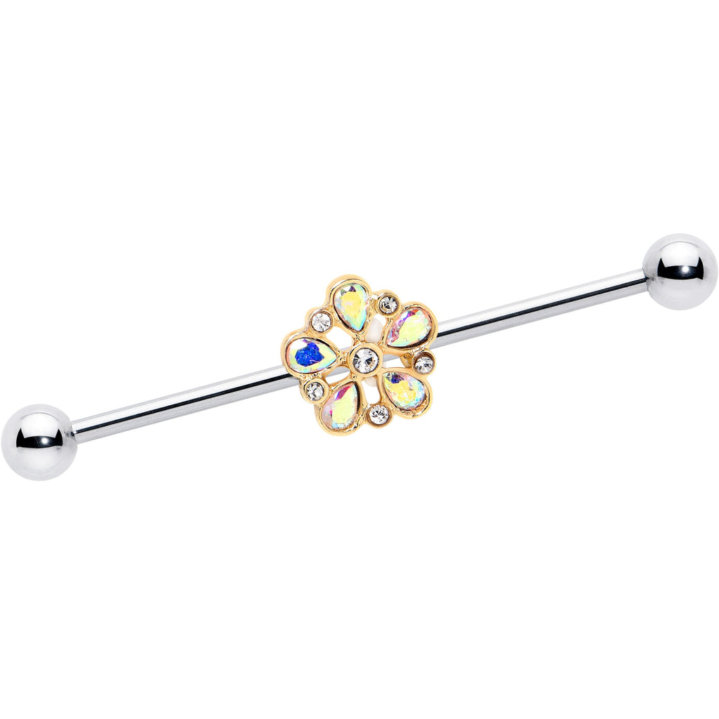 BodyCandy 14G Aurora Gem Filigree Flower Fantasy Industrial Barbell 38mm — main product shot