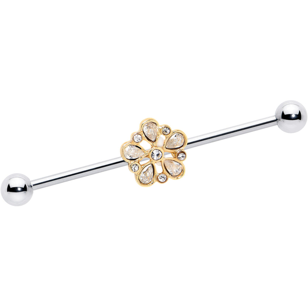 BodyCandy 14G Clear Gem Filigree Flower Fantasy Industrial Barbell 38mm — main product shot