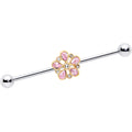 BodyCandy 14G Pink Gem Filigree Flower Fantasy Industrial Barbell 38mm — main product shot