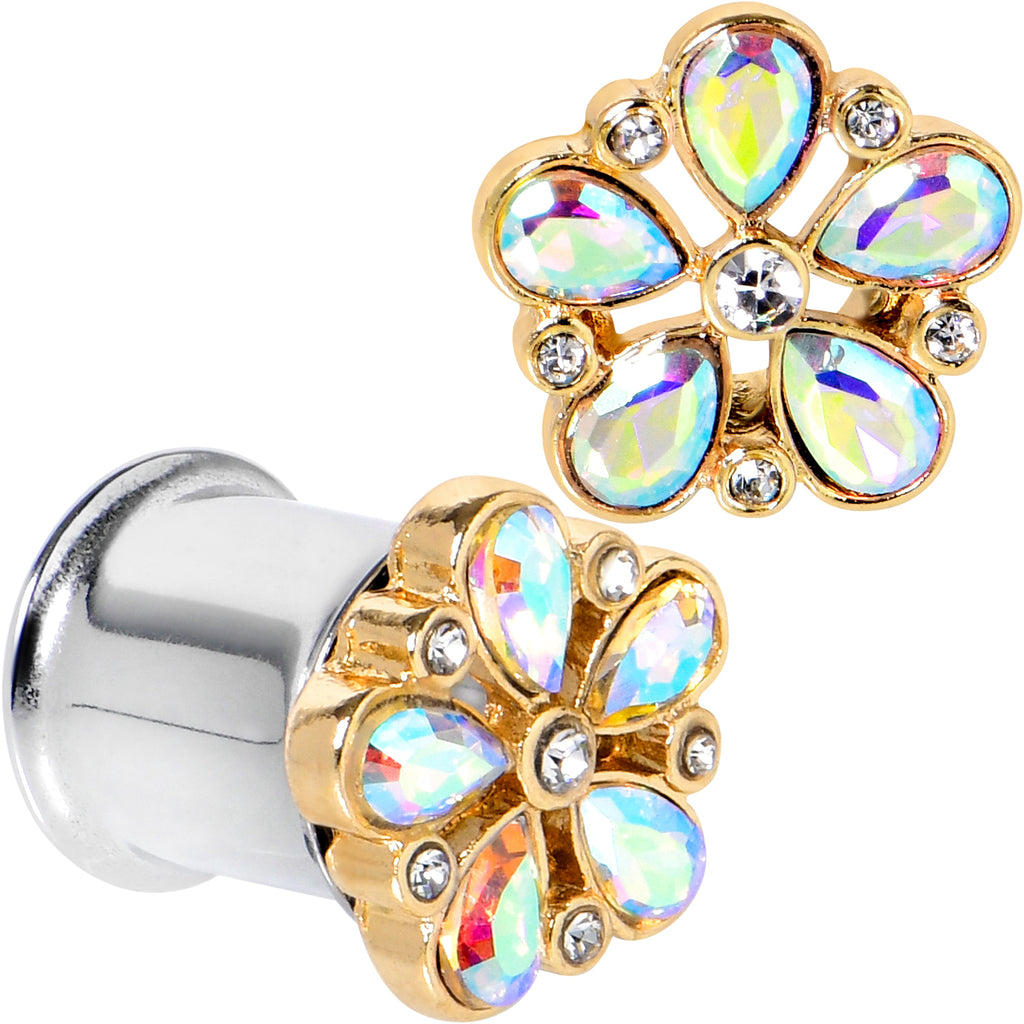 BodyCandy Gem Filigree Flower Fantasy Double Flare Plug Set Sizes 6mm to 25mm — back view