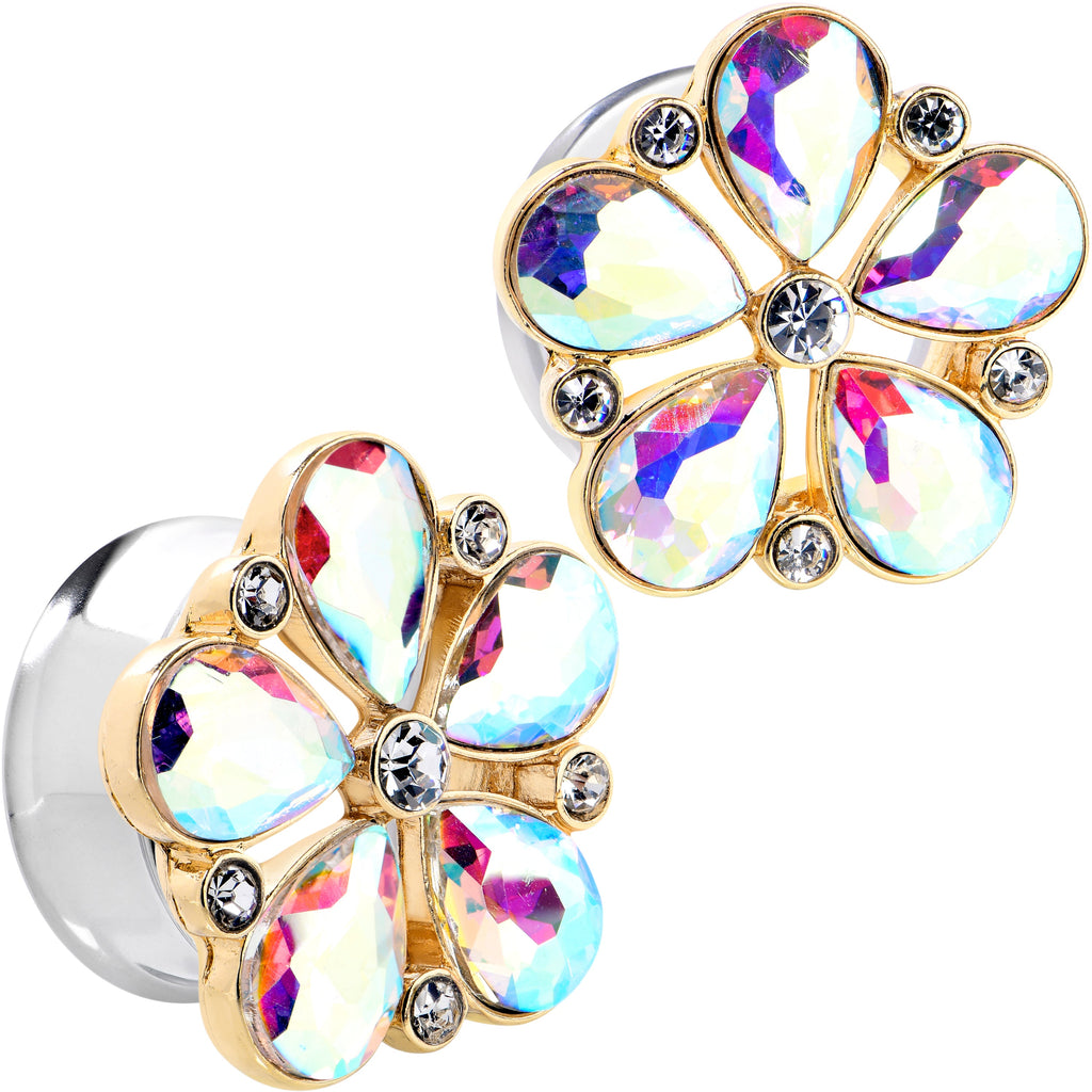 BodyCandy Gem Filigree Flower Fantasy Double Flare Plug Set Sizes 6mm to 25mm — comparison shot