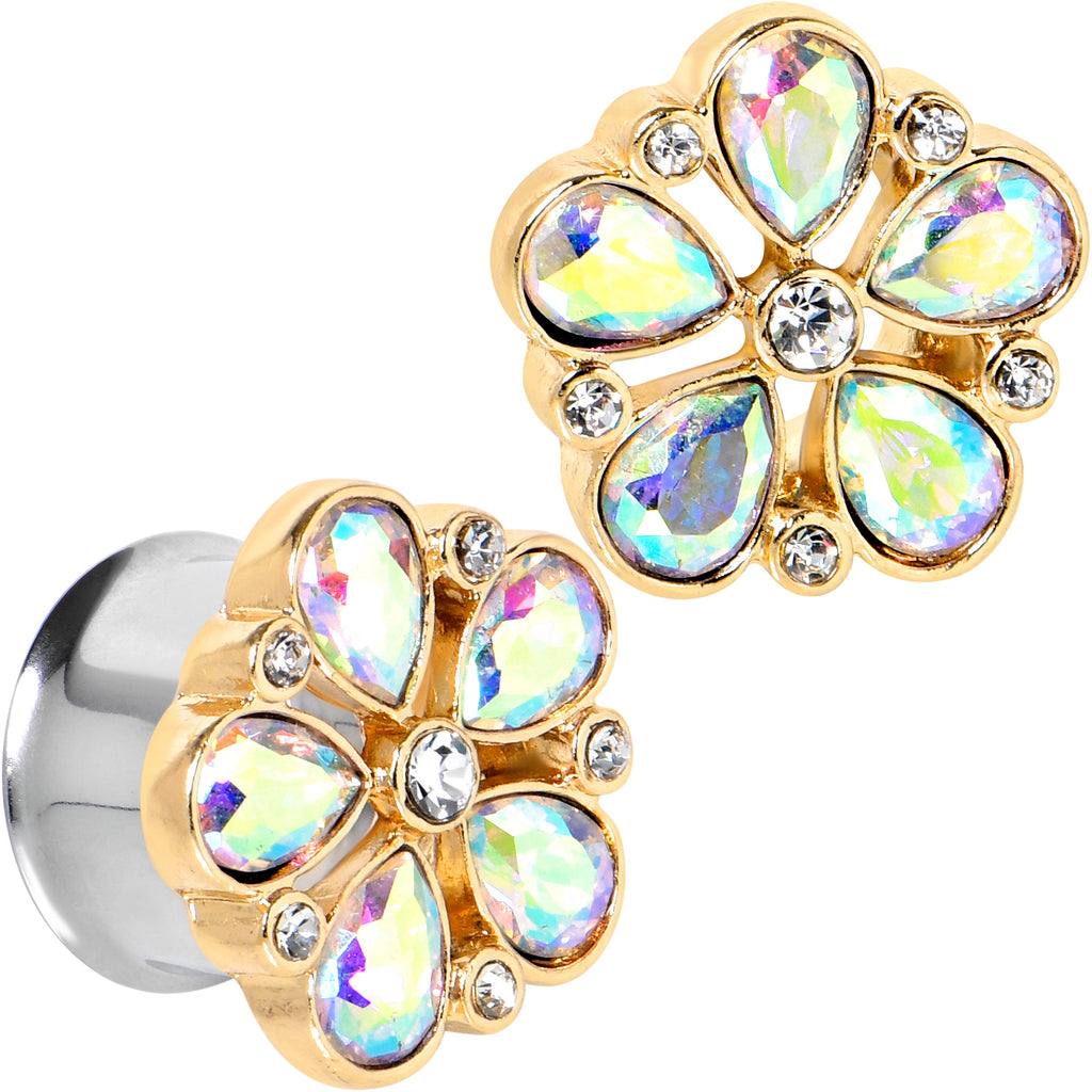 BodyCandy Gem Filigree Flower Fantasy Double Flare Plug Set Sizes 6mm to 25mm — color detail