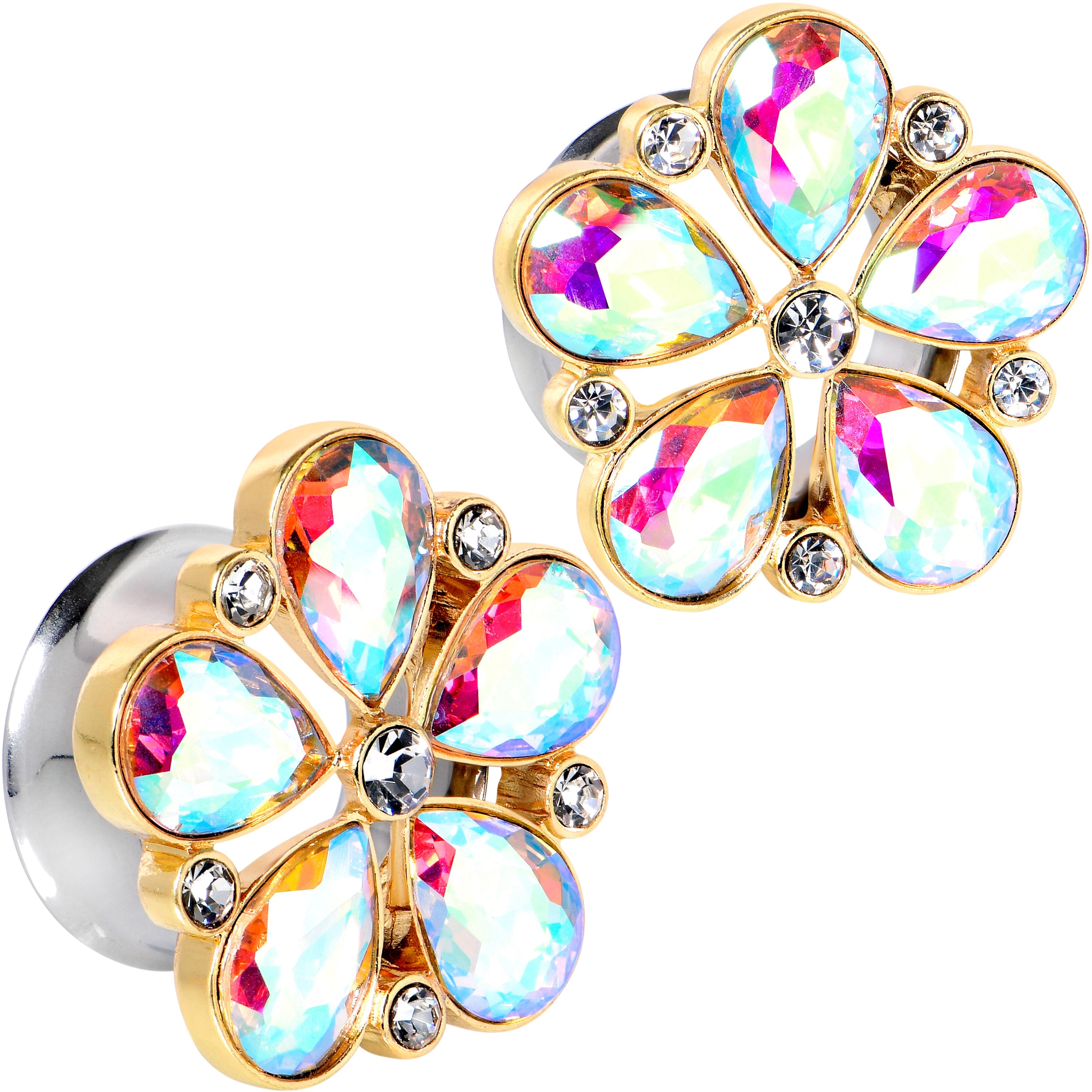 BodyCandy Gem Filigree Flower Fantasy Double Flare Plug Set Sizes 6mm to 25mm — packaging