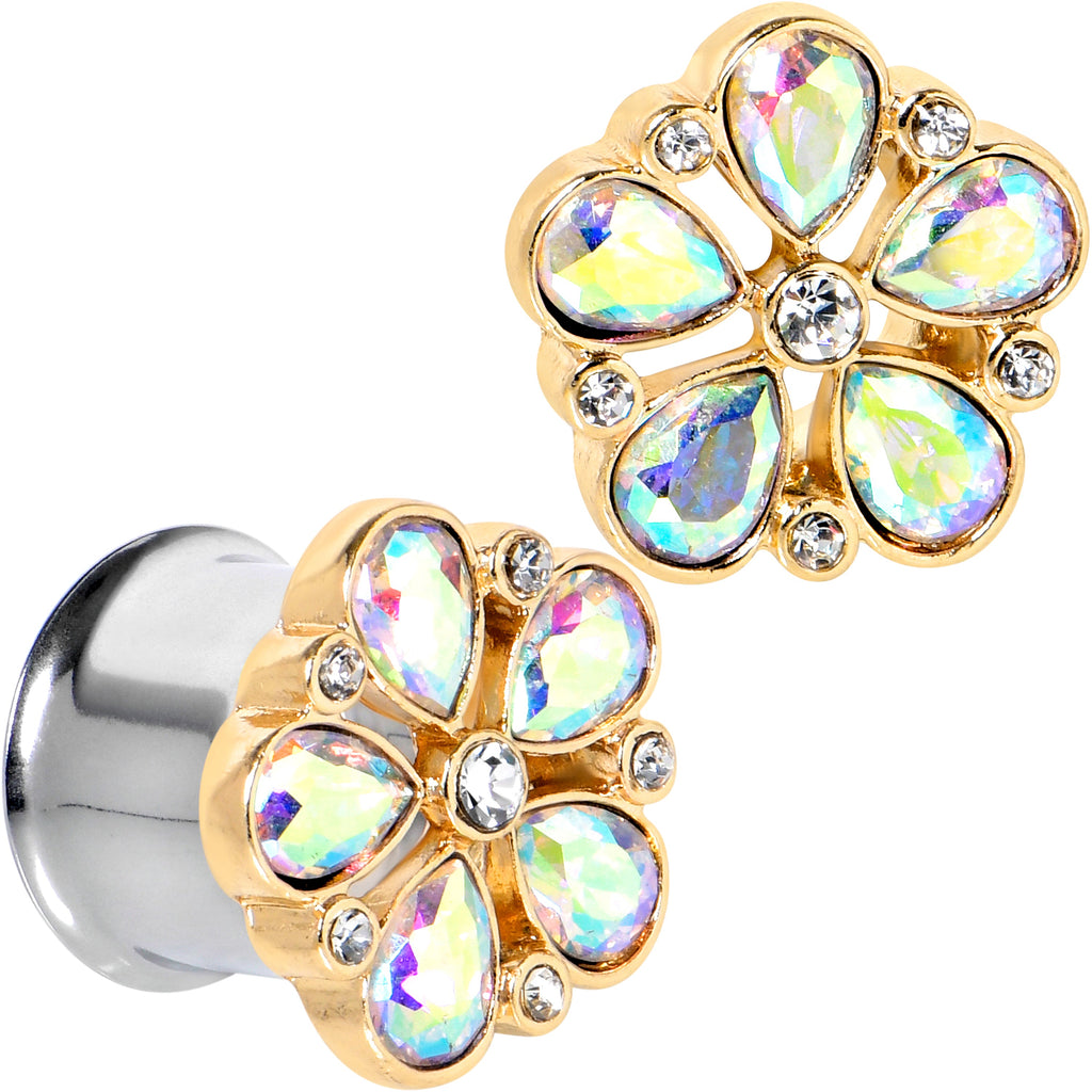 BodyCandy Gem Filigree Flower Fantasy Double Flare Plug Set Sizes 6mm to 25mm — in-use photo