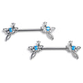 BodyCandy 14G 9/16 Blue Gem Bold Dragonfly Barbell Nipple Ring Set — main product shot