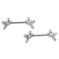 BodyCandy 14G 9/16 Pink Gem Bold Dragonfly Barbell Nipple Ring Set — main product shot