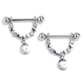 BodyCandy 14G 9/16 Clear Gem Crescent Moon Stars Dangle Nipple Ring Set — main product shot