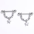 BodyCandy 14G 9/16 Clear Gem All The Stars Dangle Nipple Ring Set — main product shot