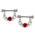BodyCandy 14G 9/16 Blooming Red Rose Filigree Dangle Nipple Ring Set — main product shot