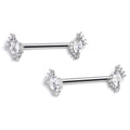 BodyCandy 14G 9/16 Clear Gem Firey Drop Barbell Nipple Ring Set — main product shot