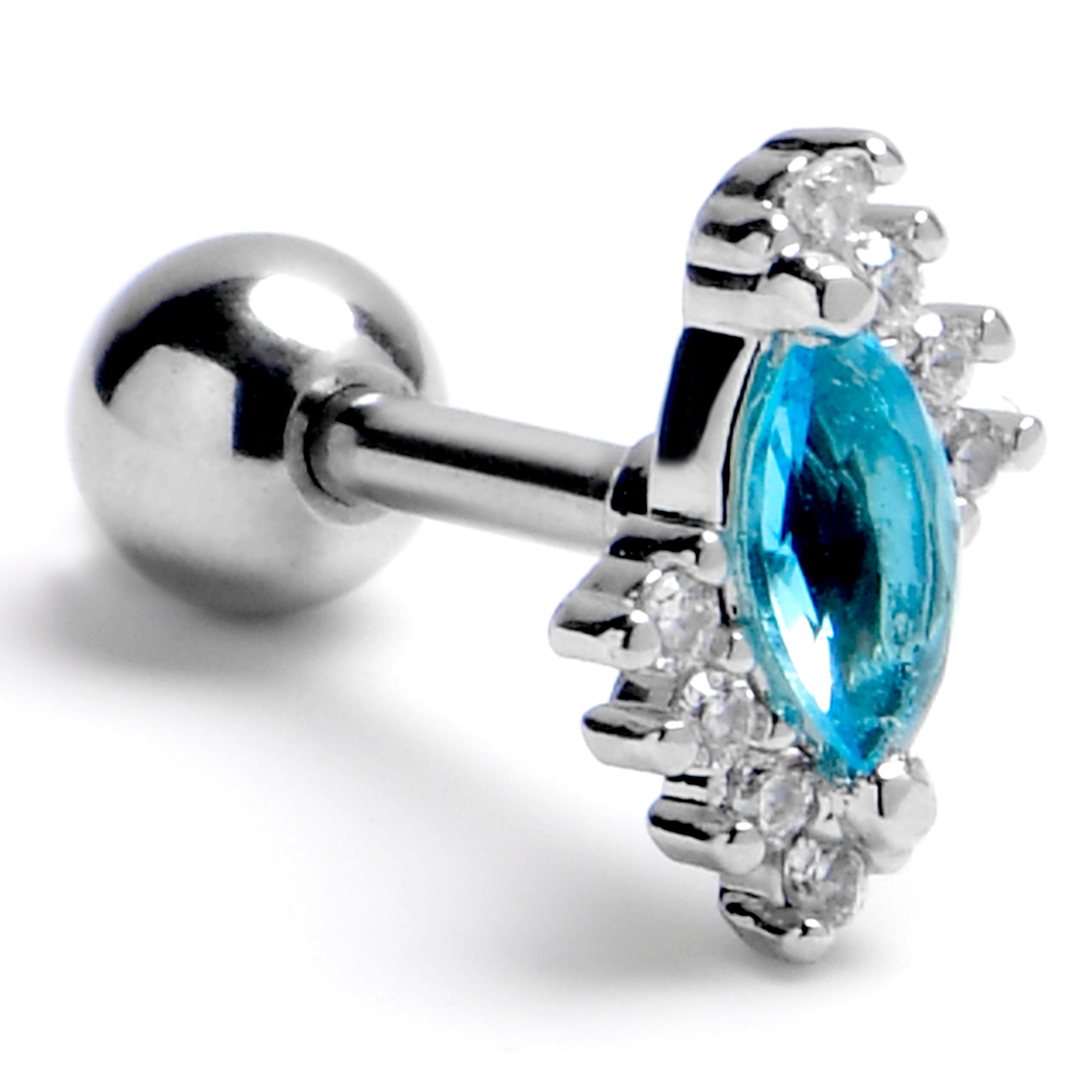 BodyCandy 16G 1/4 Blue Gem Firey Drop Cartilage Tragus Earring — main product shot