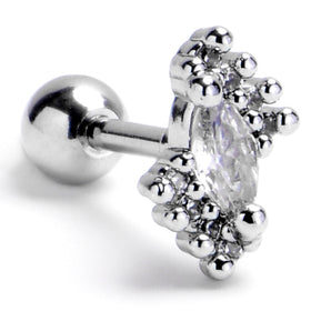 16G 1/4 Clear Gem Firey Drop Cartilage Tragus Earring