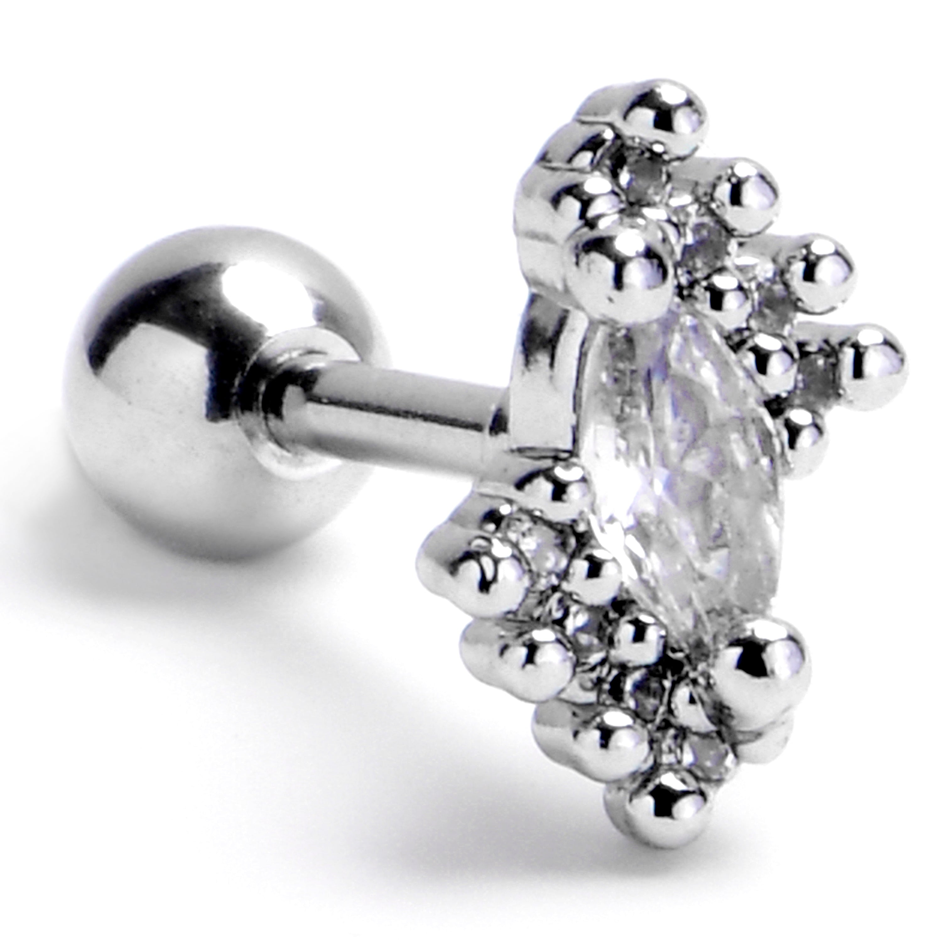 BodyCandy 16G 1/4 Clear Gem Firey Drop Cartilage Tragus Earring — main product shot