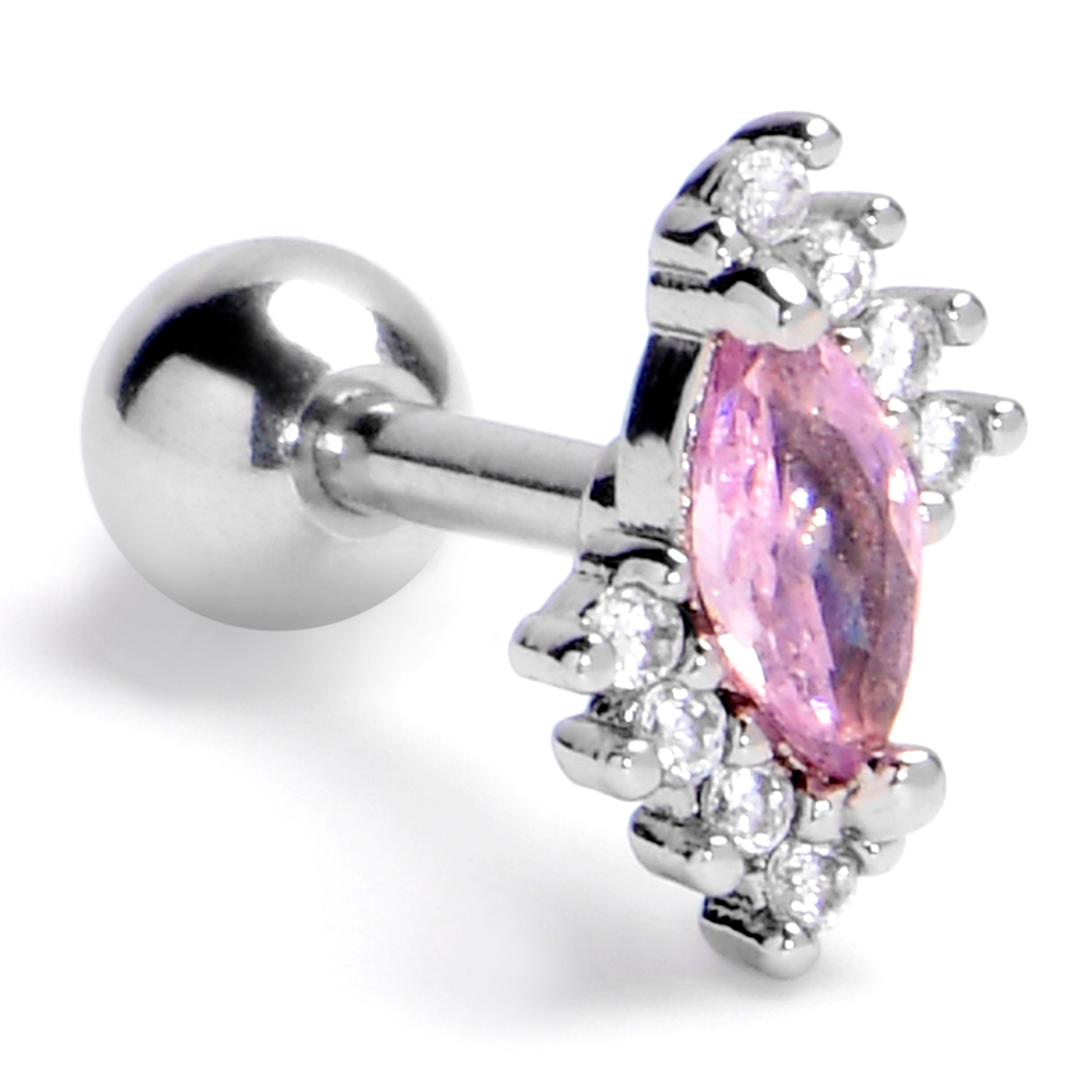 BodyCandy 16G 1/4 Pink Gem Firey Drop Cartilage Tragus Earring — main product shot