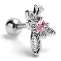 BodyCandy 16G 1/4 Pink Gem Bold Dragonfly Cartilage Tragus Earring — main product shot