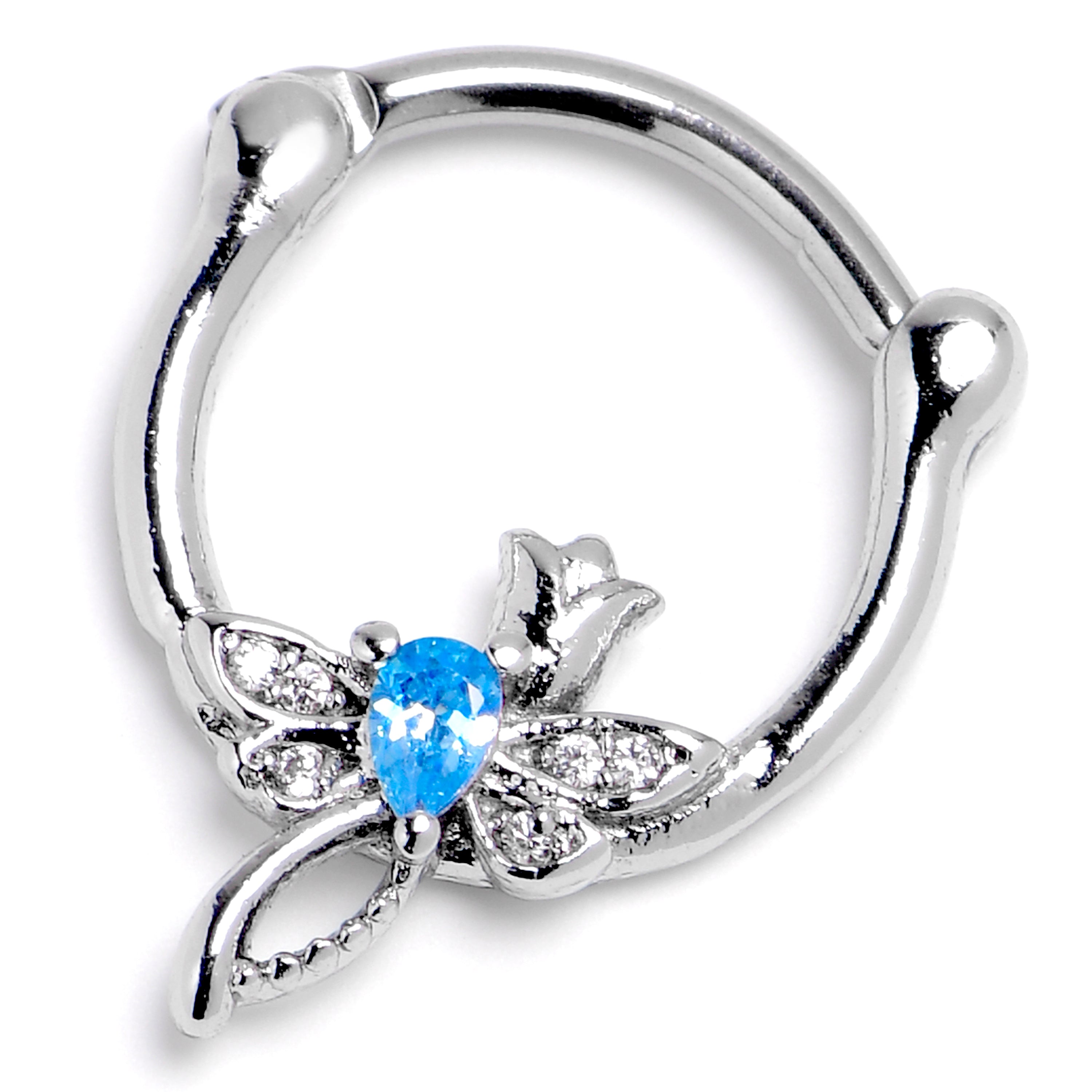 BodyCandy 16G 3/8 Blue Gem Bold Dragonfly Cartilage Clicker — main product shot