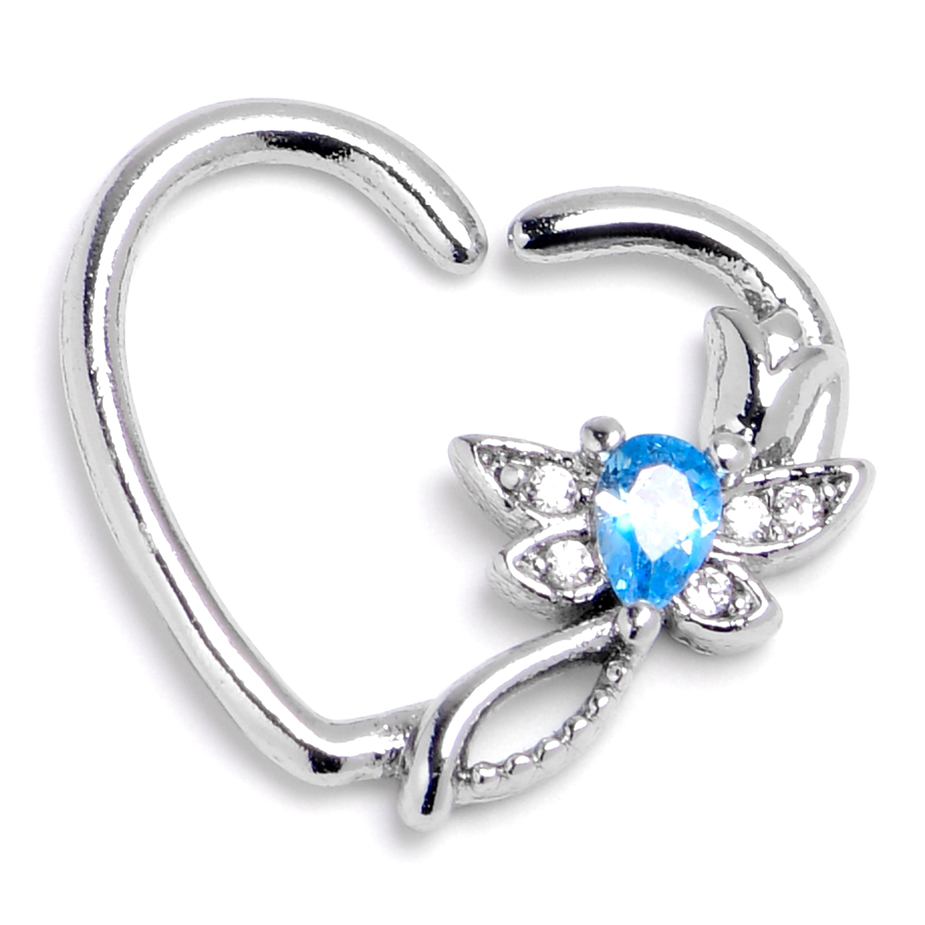 BodyCandy 16G 3/8 Blue Gem Bold Dragonfly Heart Left Side Cartilage Earring — main product shot