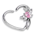 BodyCandy 16G 3/8 Pink Gem Bold Dragonfly Heart Left Side Cartilage Earring — main product shot