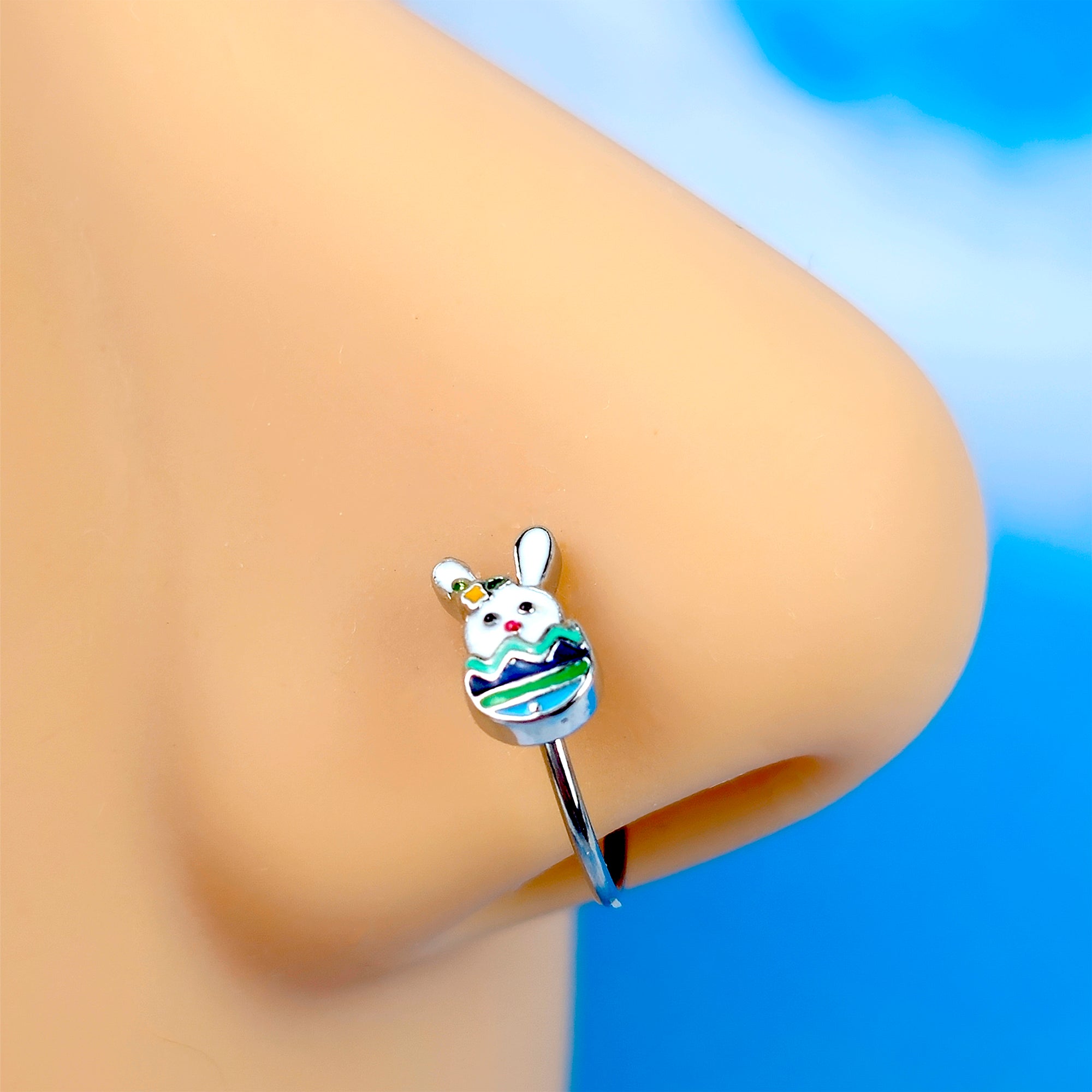 BodyCandy 20G 5/16 Easter Bunny Egg Nose Hoop — main product shot
