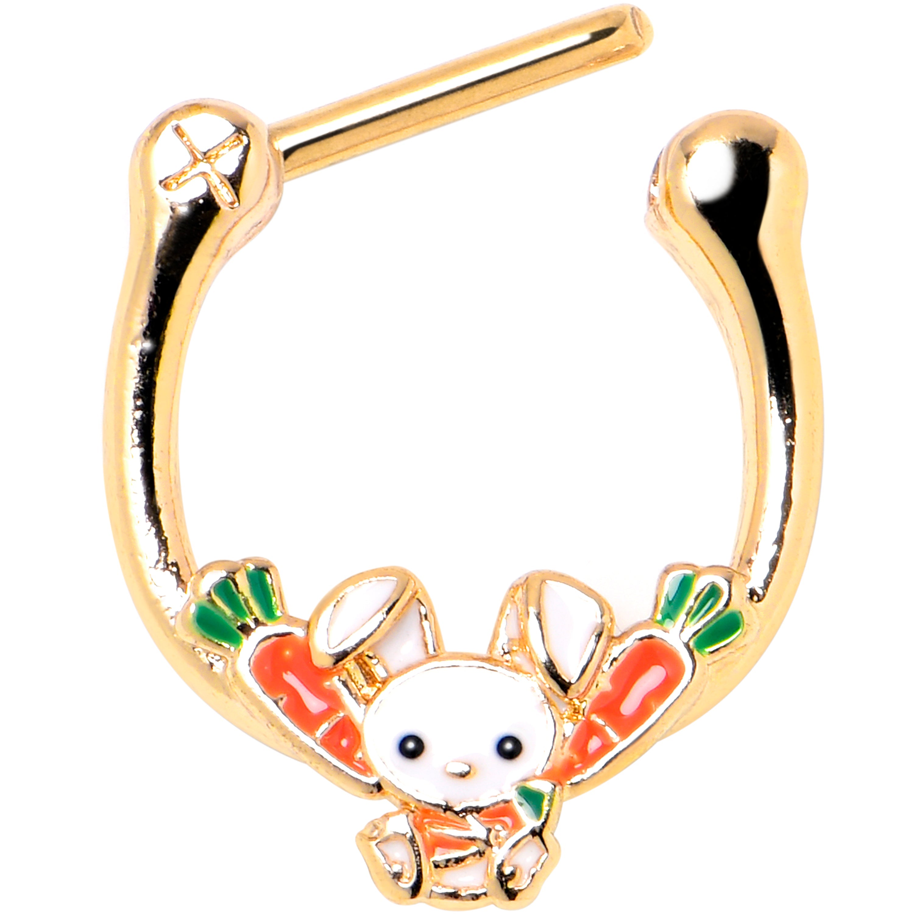 BodyCandy 16G 5/16 Gold Tone Cutie Easter Bunny Cartilage Clicker — detail close-up