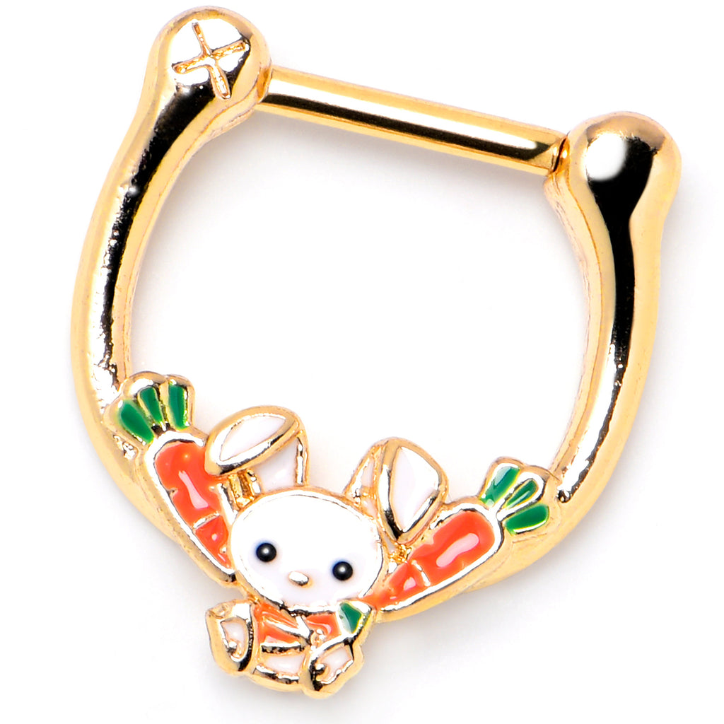 BodyCandy 16G 5/16 Gold Tone Cutie Easter Bunny Cartilage Clicker — side view
