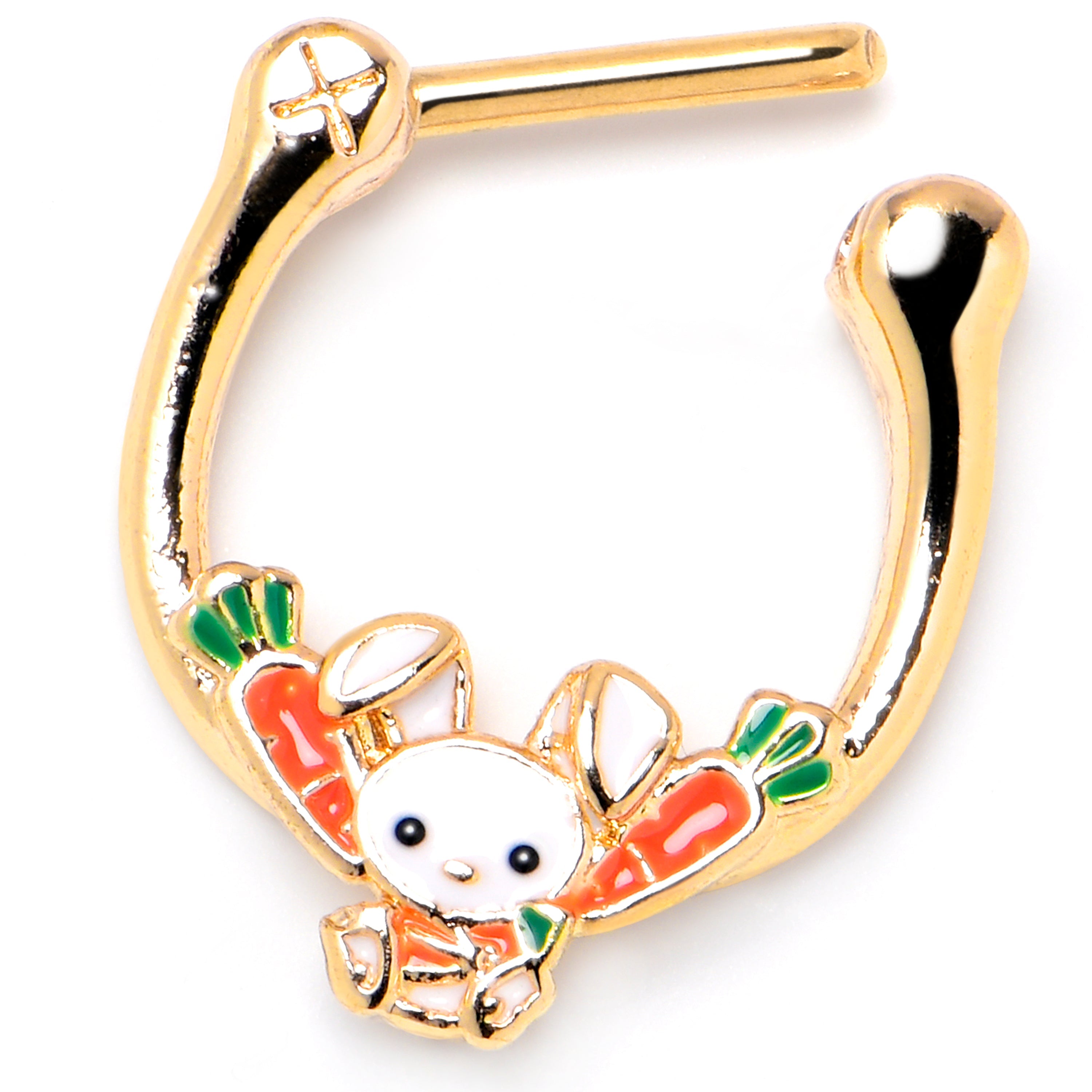 BodyCandy 16G 5/16 Gold Tone Cutie Easter Bunny Cartilage Clicker — back view