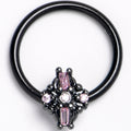 BodyCandy 16G 3/8 Pink Gem Black Opulent Cross BCR Captive Ring — main product shot