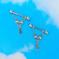 BodyCandy 14G 9/16 Clear Gem Seeing Dollars Chain Dangle Nipple Ring Set — main product shot